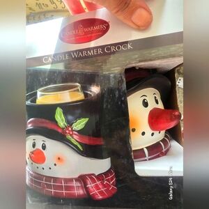 Candle Warmers Candle crock pot  NIB Snowman